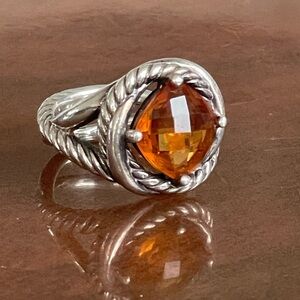 David Yurman Infinity ring faceted citrine gemstone.